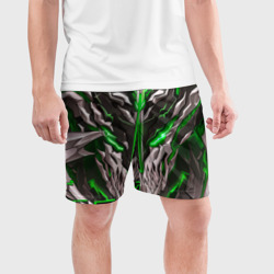 Мужские шорты спортивные Зелёный неоновый кибер демон - фото 2