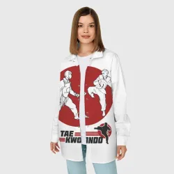 Женская рубашка oversize 3D Бойцы тхэквондо - фото 2
