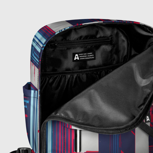 Женский рюкзак 3D с принтом Киберпанк глитч синий и красный, фото #5