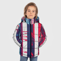 Зимняя куртка для мальчиков 3D Киберпанк глитч синий и красный - фото 2