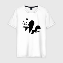 Мужская футболка хлопок Панда на дереве трафарет