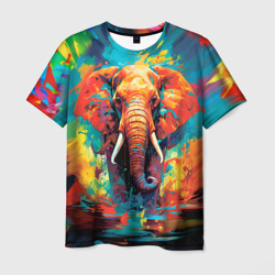 Мужская футболка 3D Индийский живописный слон