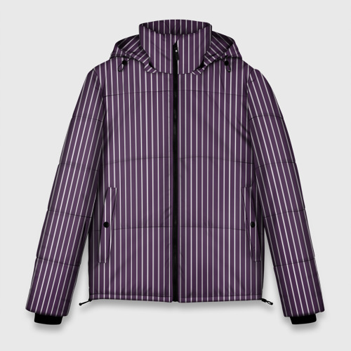 Мужская зимняя куртка 3D с принтом Умеренный фиолетовый полосатый, вид спереди #2