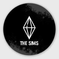 Круглый коврик для мышки The Sims glitch на темном фоне