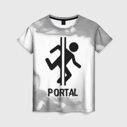 Portal glitch на светлом фоне – Женская футболка 3D с принтом купить со скидкой в -26%