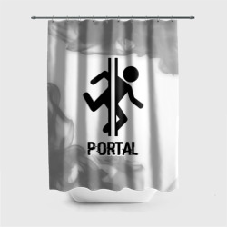 Штора 3D для ванной Portal glitch на светлом фоне