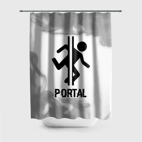 Штора 3D для ванной Portal glitch на светлом фоне