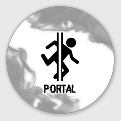 Круглый коврик для мышки Portal glitch на светлом фоне