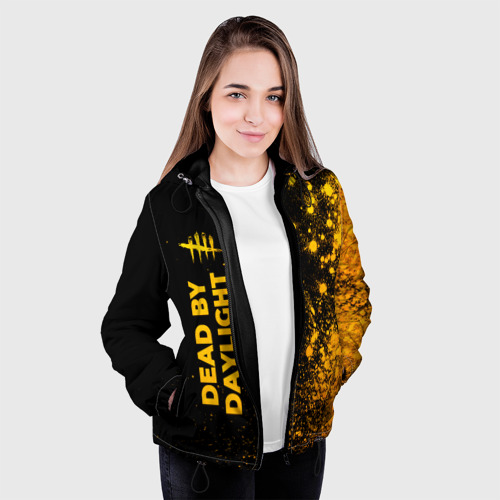 Женская куртка 3D Dead by Daylight - gold gradient по-вертикали, цвет черный - фото 4