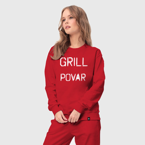 Женский костюм хлопок Grill povar, цвет красный - фото 5