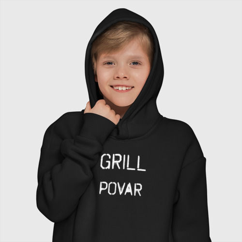 Детское худи Oversize хлопок Grill povar, цвет черный - фото 12