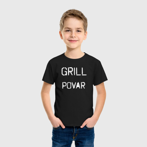 Детская футболка хлопок Grill povar, цвет черный - фото 3