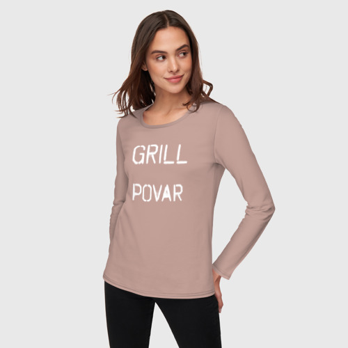 Женский лонгслив хлопок Grill povar, цвет пыльно-розовый - фото 3