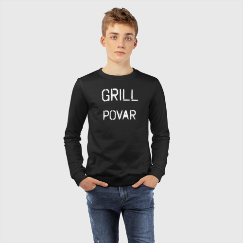 Детский свитшот хлопок Grill povar, цвет черный - фото 7