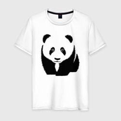 Мужская футболка хлопок Панда спереди трафарет