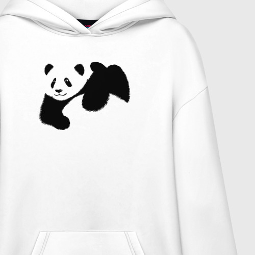 Худи SuperOversize хлопок Панда на спине трафарет, цвет белый - фото 3