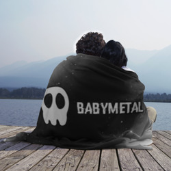 Плед с принтом Babymetal glitch на темном фоне по-горизонтали для любого человека, вид спереди №3. Цвет основы: 3d (велсофт)