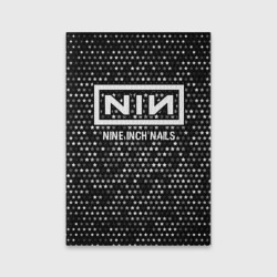 Обложка для паспорта матовая кожа Nine Inch Nails glitch на темном фоне