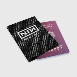 Обложка для паспорта матовая кожа Nine Inch Nails glitch на темном фоне - фото 2