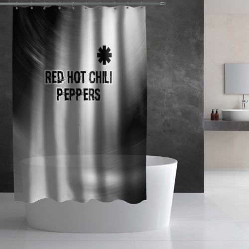 Штора 3D для ванной Red Hot Chili Peppers glitch на светлом фоне посередине - фото 2
