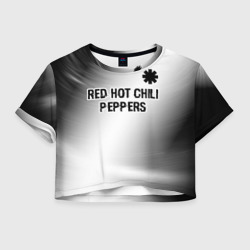 Женская футболка Crop-top 3D Red Hot Chili Peppers glitch на светлом фоне посередине