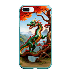 Чехол для iPhone 7Plus/8 Plus матовый Зеленый деревянный дракон