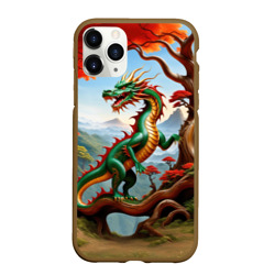 Чехол для iPhone 11 Pro матовый Зеленый деревянный дракон