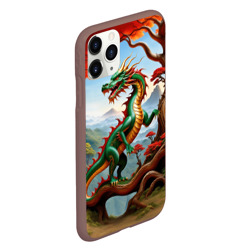 Чехол для iPhone 11 Pro матовый Зеленый деревянный дракон - фото 2