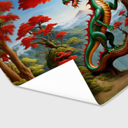 Бумага для упаковки 3D Зеленый деревянный дракон - фото 2