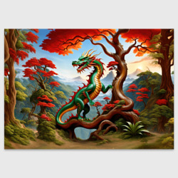Поздравительная открытка Зеленый деревянный дракон