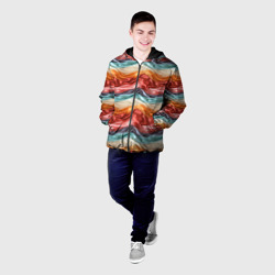 Мужская куртка 3D Разноцветные полосы текстура ткани - фото 2