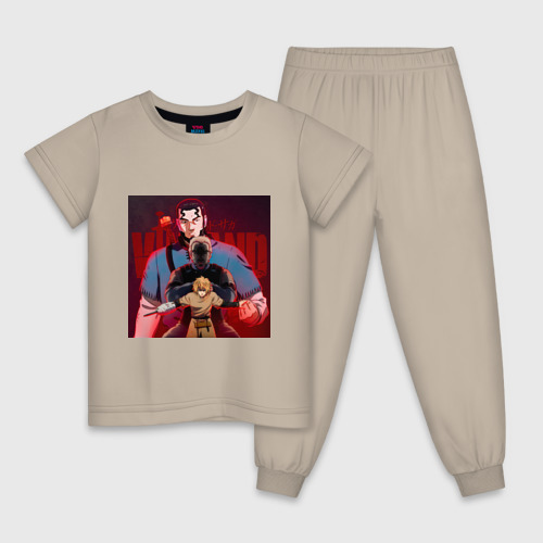 Детская пижама хлопок с принтом Сага о Винланде - два отца, вид спереди #2