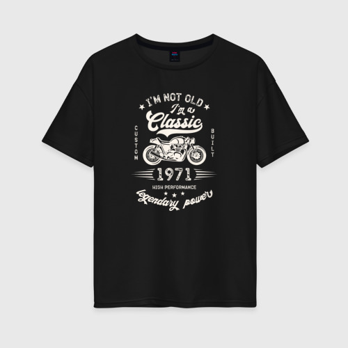 Женская футболка хлопок Oversize Классика 1971, цвет черный