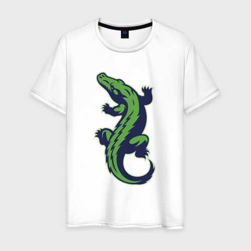 Мужская футболка из хлопка с принтом Crocodile style, вид спереди №1
