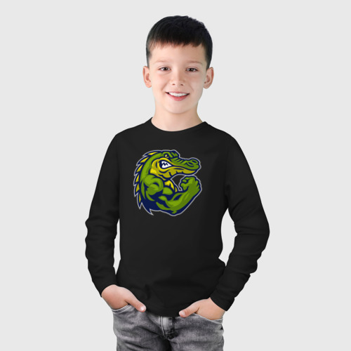Детский лонгслив хлопок с принтом Сила крокодила, фото на моделе #1