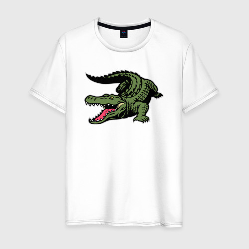 Мужская футболка из хлопка с принтом Crocodile, вид спереди №1