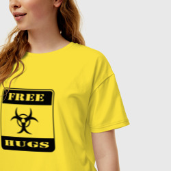 Женская футболка хлопок Oversize Funny free hugs - фото 2