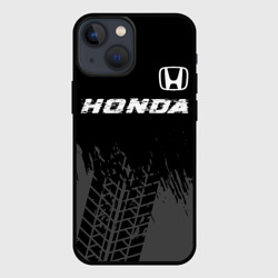 Чехол для iPhone 13 mini Honda speed на темном фоне со следами шин посередине