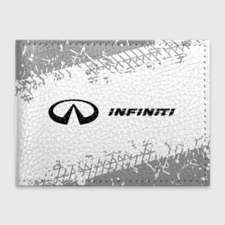 Обложка для студенческого билета Infiniti speed на светлом фоне со следами шин по-горизонтали