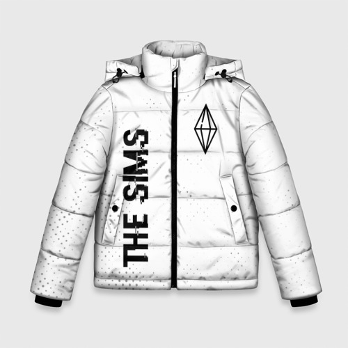 Зимняя куртка для мальчиков 3D The Sims glitch на светлом фоне вертикально, цвет черный