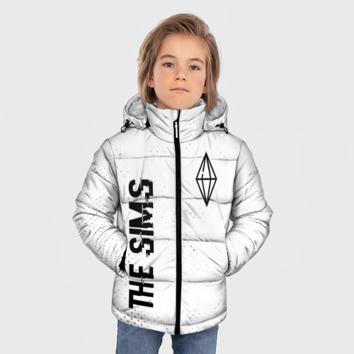 Зимняя куртка для мальчиков 3D The Sims glitch на светлом фоне вертикально, цвет черный - фото 3