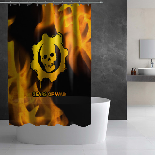 Штора 3D для ванной Gears of War - gold gradient - фото 3