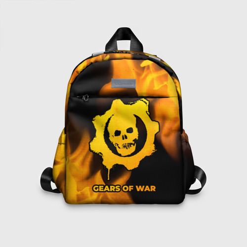 Детский рюкзак 3D с принтом Gears of War - gold gradient, вид спереди #2