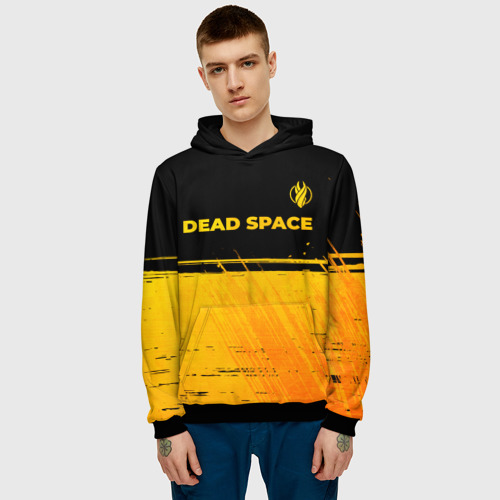 Мужская толстовка 3D Dead Space - gold gradient посередине, цвет черный - фото 3
