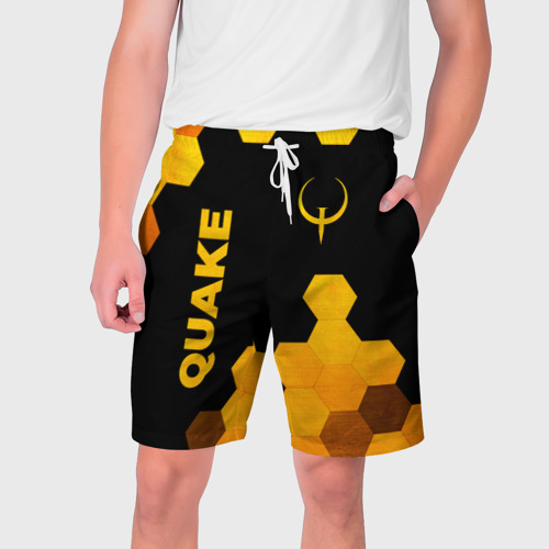 Мужские шорты 3D Quake - gold gradient вертикально, цвет 3D печать