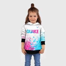 Толстовка с принтом Quake neon gradient style посередине для ребенка, вид на модели спереди №3. Цвет основы: черный