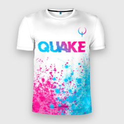 Мужская футболка 3D Slim Quake neon gradient style посередине