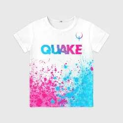 Детская футболка 3D Quake neon gradient style посередине