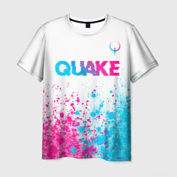 Мужская футболка 3D Quake neon gradient style посередине