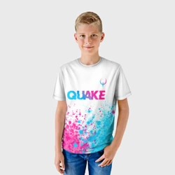 Детская футболка 3D Quake neon gradient style посередине - фото 2